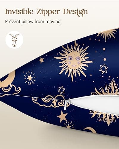 Miss Adola Silk Pillowcase 2 Pack - Cute Pillow Cases 20" x 26" Standard Size Set of 2 for Hair and Skin Smooth Soft Breathable with Hidden Zipper Cooling Pillow Covers for Sleeping, Sun Moon Sign thumbnail 6