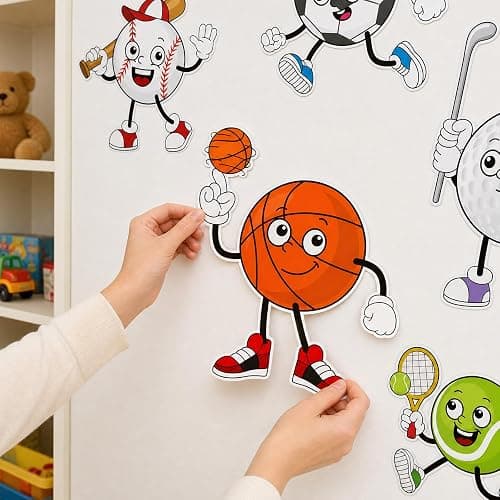 12 Pcs Sports Cutouts for Bulletin Board Decorations with Glue Points | 11 Inches Balls Cutout, Sport Theme Classroom Decor for Teachers School Playroom Gym Party Supplies thumbnail 5