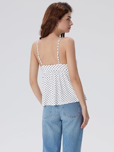 SUUKSESS Women V Neck Babydoll Tank Tops with Built in Bra Summer Cute Peplum Cami Going Out Tops thumbnail 3