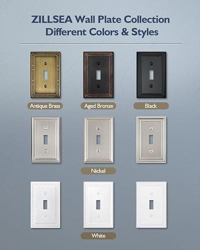 ZILLSEA 2-Pack Antique Brass Double Light Switch Cover Plates, 2 Gang Metal Switch Plate Covers, Decorative Pearl Design, 4.96''*4.88'', Midsize thumbnail 8