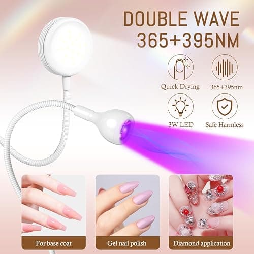 AORAEM LED Nail Lamp Double-Headed UV LED Light Quicky-Dry Duck Neck UV Lamp Dryer Curing Light with Portable Gooseneck and Clamp Flash Cure U V Light for Gel Nails Professional Home DIY Salon White thumbnail 2
