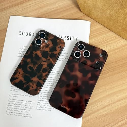 XQAGU Cute Phone Case for iPhone 17 Case Amber Pattern Leopard Full Camera Protective Slim Shockproof Cool Trendy Aesthetic-Brown Tortoise Shell thumbnail 3