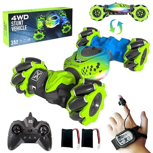 UDKIC Remote Control Car - RC Drift Car Toys for Boys 4-7 8-12, 4WD Gesture Sensing RC Stunt Cars for Kids 6 7 8 9 10 Year Old Boy Birthday Gift (Green) - Green - Image 1