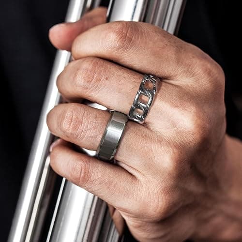 EIELO 12pcs Stainless Steel Band Rings - Silver, Modern, Wedding & Everyday Occasion - No Gemstones, Unisex, Size 7-14 thumbnail 3