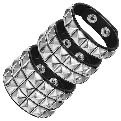 YUXIANLB 3 PCS Punk Rock Studded Bracelets Set, Spiked Studded Bracelet Cuff 80s Emo Goth Jewelry Accessories Wristband Adjustable thumbnail 3