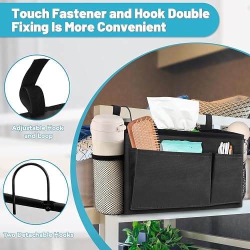 BlissTotes Bedside Caddy, Bedside Storage Organizer for Bunk Bed Accessories, Dorm Storage for Bedside Shelf and Bunk Bed Shelf, Bed Caddy for Home, Dorm, Bunk (Dark Gray, 1 Pack) thumbnail 4