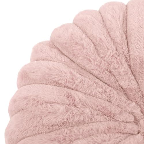 vctops Round Throw Pillow Soft Faux Fur Decorative Pillow Small Pumpkin Throw Pillow Cushion for Living Room Sofa Bed (Pink,13.7" Diameter) thumbnail 4
