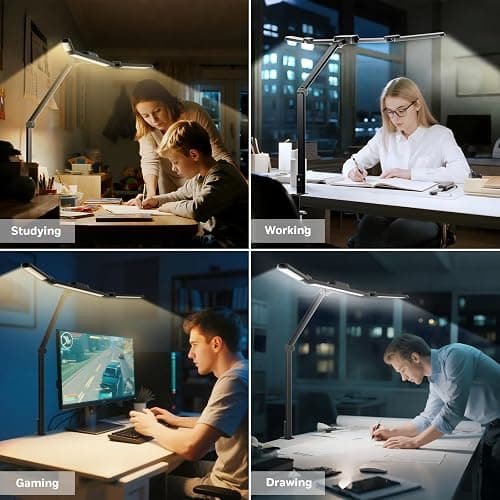 Honeywell Wide-Coverage LED Desk Lamp with Clamp, High-Efficiency 22W Eye-Caring Task Light with 4 Color Modes, Stepless Dimming & Adjustable Arm for Home Office and Multi-Monitor Desks, HJ3 thumbnail 7