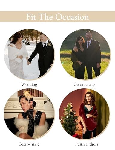 BEAUTELICATE Châle Étole En Fausse Fourrure Cape Boléro De Femme Mariage Hiver Sur Robe de Soirée Mariée Cérémonie Fête Demoiselle d'honneur Grande Taille thumbnail 6