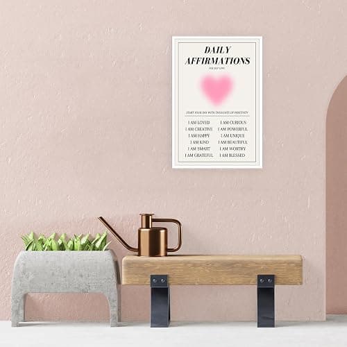 NAVIWEEK Daily Affirmations Aura Modern Canvas Wall Art Colorful Gradient Aura motivational Poster danish Trendy Pastel Minimalist Heart Shape Prints Painting cute Pink wall decor 12x16in Unframed thumbnail 5