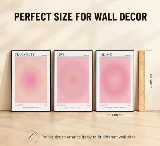 3pcs Pink Aura Collection Gradient Canvas wall art Positive Minimalist Fluppy Art Picture Wall Decor Trendy Aesthetic Poster Print Artwork for Bedroom, Living Room, girls room Home Decoration【UNFRAMED】 thumbnail 8