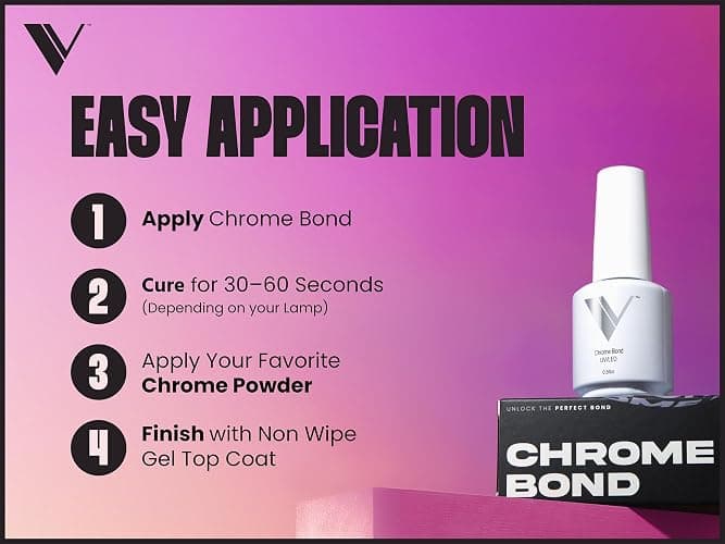 V Beauty Pure Chrome Nail Bond - Chrome Base Coat, Precise Powder Placement with Maximum Retention, Beginner-Friendly Formula, Protects Against Lifting and Chipping - 15 mL thumbnail 4
