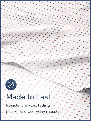 Kids Full Size Hearts Bed Sheets - 4 Piece Heart Shaped Sheet Set - Ultra-Soft, Cute & Cozy - Comfy, Breathable & Machine Washable - Easy-Care & Wrinkle Free Bed Set for Boys, Girls, Teens & Toddlers thumbnail 4
