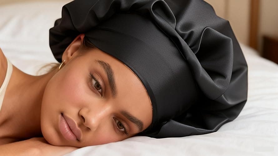HU ZJKD Silk Bonnet for Men Women Hair Bonnet for Sleeping,High Elasticity Wide Soft Band Sleep Cap for Curly Hair Braids thumbnail 6