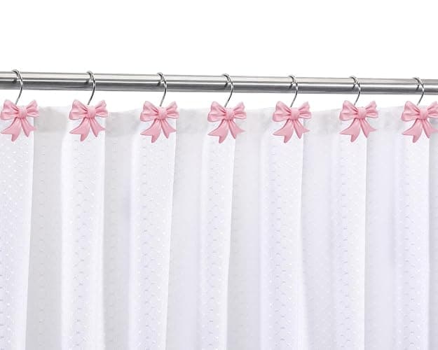 CHICTIE Decorative Shower Curtain Hooks, Bow Knot Shower Curtain Rings Hooks for Bathroom Baby Kids Room Rustproof Shower Hooks (Pink) thumbnail 5