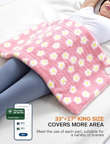 ALLJOY King Size Heating Pad for Back Pain Relief, 33”x 17” Extra Large Heating Pad for Period Cramps, FSA Eligible HSA, Portable Heat Pad for Neck and Shoulders, Christmas Gifts for Women Men Mom Dad thumbnail 2