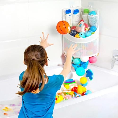 Ligereza Baby Bathtub Toy Storage 17" x 13" Bathtub Toy Holder Mesh Let Baby Bathtub Toys To Dry Faster, Bath tub Toy Organizer For 1-3 Year Old Toddler Bathtub Toys thumbnail 3