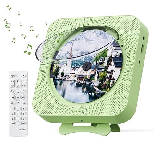 MICOCIOUS Portable CD Player with Bluetooth Desktop CD Player for Home CD Music Players with Remote Control,Timer,Built-in Dual Speakers with LED Display Home Audio Boombox FM Radio (Green) - Image 1