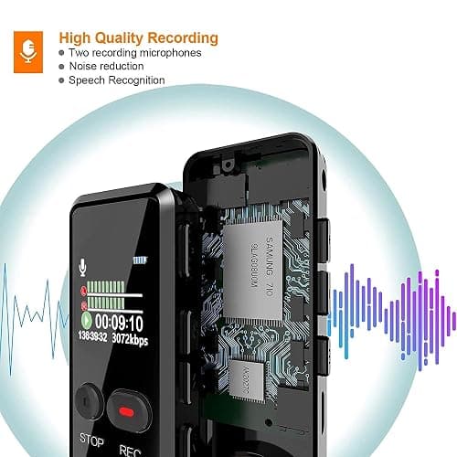 Liebssen Digital Voice Recorder with Playback, Enhanced Audio Dictaphone with One Touch, 8G 1536Kbps HD Recording Noise Reduction USB Charge MP3 Player Recorder for Lecture Interview Meeting thumbnail 4