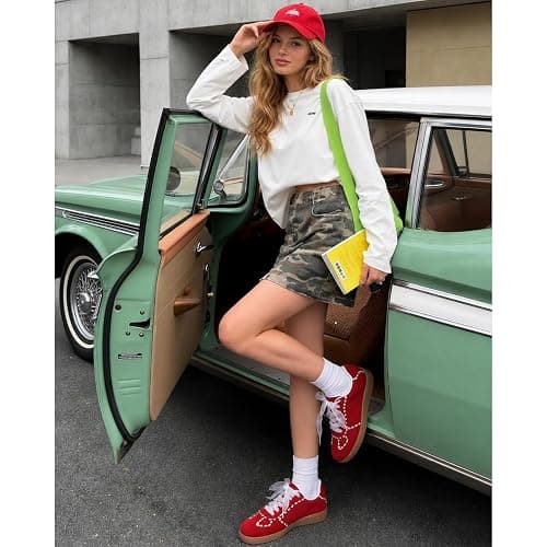 UBWDU Lace Fashion Ballet Sneakers for Women – Trendy Cute Crochet Ribbon Lace-Up Casual Spring Shoes thumbnail 2