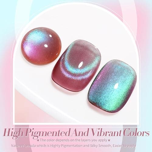 BORN PRETTY Blue Purple Cat Magnetic Eye Gel Nail Polish Rainbow Gel Polish | Aurora Firefly Color Cat Magnetic Gel Polish Glitter Magnetic Gel Nail Manicure Salon DIY 15ml thumbnail 2