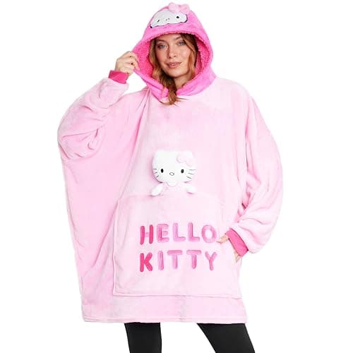 Hello Kitty Blanket Hoodie for Women Teens Wearable Blanket Sherpa Lined Fleece - Image 1