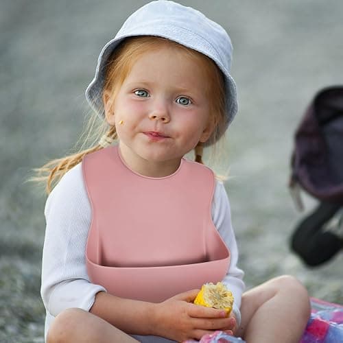 Eascrozn Silicone Bibs for Babies Toddler Set of 3, BPA Free | Soft Adjustable Waterproof Bibs for Feeding Essentials thumbnail 6