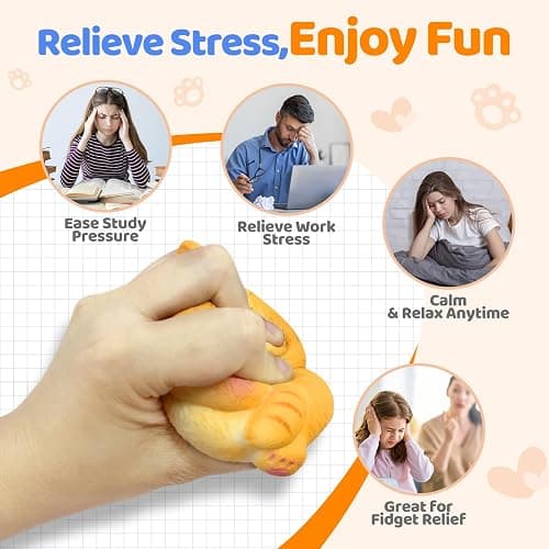 Reenovan Cat Squishy Toy, Soft TPR Stress Relief Sensory Squeeze Toys, Cute Kawaii Desk Toy, Birthday Gift and Party Favor for Kids and Adults thumbnail 5