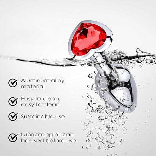 3 Pièces plug anale, Plug anale debutant Grand Moyenne Petite taille Plug,et Facilement Nettoyable,Jouets Sexuels Anaux De Luxe En Forme De Coeur Sex toys butt plug pour homme femme (Rouge) thumbnail 3
