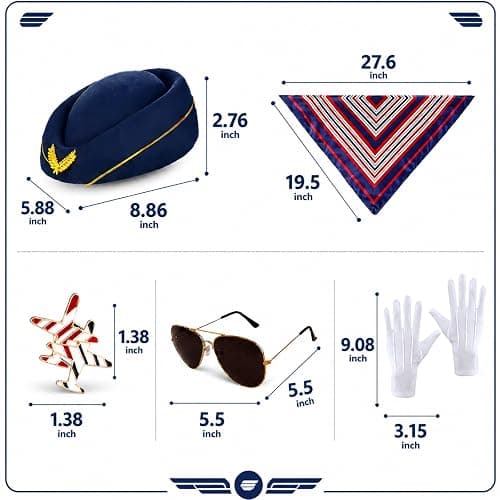 18 Pcs Flight Attendant Costume Accessories Women Stewardess Costume Outfit thumbnail 3