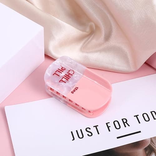 Ptwola Chill Pill Hair Claw Pink Pharmacy Hair Clip Fun Funky Personalized Nurse Hair Accessories Novelty Summer Acetate Small Hair Barrettes for Women Thick Thin Hair Gift Accessory Halloween thumbnail 7