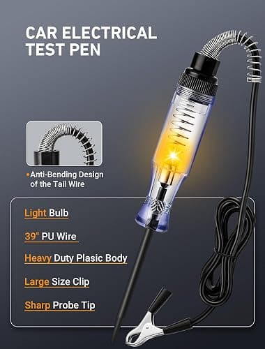 Test Light Automotive, Circuit Tester 6V-12V-24V DC Car Electrical Test Pen with Alligator Clip and Long Steel Probe, Continuity Voltage Fuse Tester for Sedan, SUV, RV and Truck thumbnail 2
