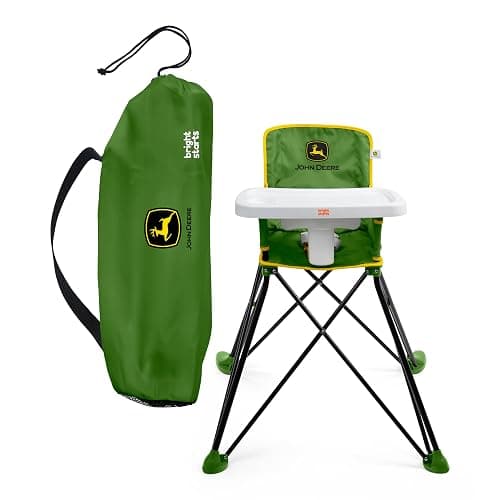 Bright Starts John Deere Pop 'N Dine Portable High Chair, Indoor/Outdoor, Dishwasher Safe Tray, Easy to Fold, Unisex, Green, 6 Months + - Image 1