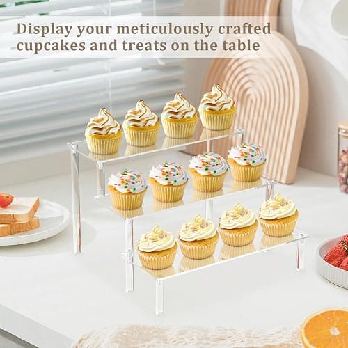 AZEAM Acrylic Display Riser, Clear Perfume Organizer, 3 Tier Cupcake Stand | Acrylic Shelves for Amiibo Funko POP Figures, Shelf Risers for Makeup and Cosmetic, Riser Stand for Vendor Collector, 2 Pack thumbnail 6