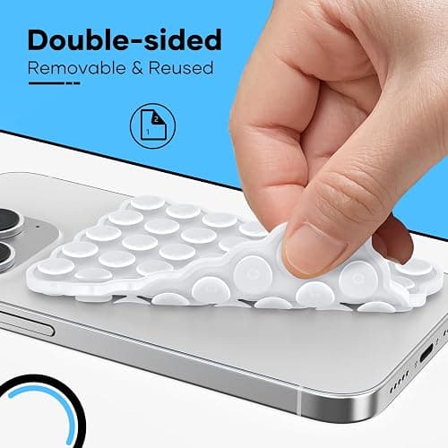 Silicone Suction Cup Phone Mount Double-Sided, Sticky Grip Suction Phone Case Mount for iPhone & Android, Hands-Free Phone Accessories for Tiktok Videos & Selfies (Clear) thumbnail 2