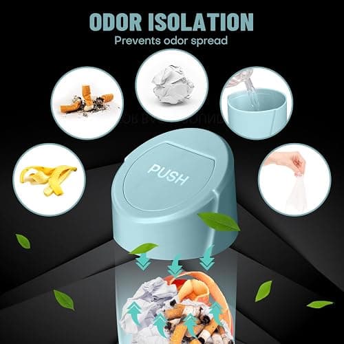 Car Trash Can Bin with Lid - Car Garbage Can Cup Holder - Dark Green Mini Leakproof Vehicle Trash Garbage Can Bin with 20pcs Trash Bags-Car Organizers and Storage for Front Back Seat Accessories thumbnail 4