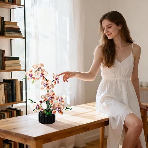 Lodikisbay Orchid Flower Building Set, Botanical Collection Flower Building Block Set, Compatible with Lego Flowers, Artificial Flowers Plant Gifts for Adults Home and Office Desk Decor (866PCS) thumbnail 6
