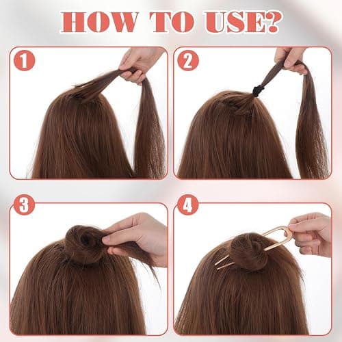 Piriuuo 2 Pcs French Hair Pins, 5.5 Inch Metal French Pins U-Shaped French Twist Hair Pins Vintage French Clips Gold French Hair Pins for Thick Long Hair Large French Hair Pins for Women Girls thumbnail 4