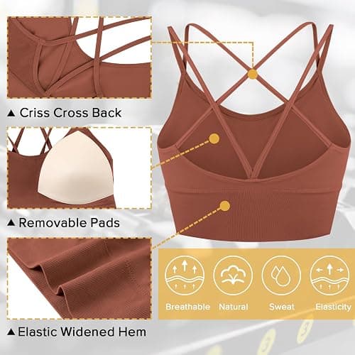 Sykooria 3 Pack Strappy Sports Bra for Women Sexy Crisscross for Yoga Running Athletic Gym Workout Fitness Tank Tops thumbnail 3