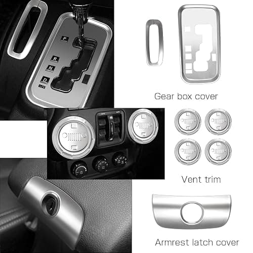 26PCS Full Set Interior Trim Kit Compatible with Jeep Wrangler JK JKU 2011-2018 2&4-Door Inner Center Console Trim, Door Handle, Cup Holder Cover, AC Ring Cover (Silver Decoration Kit) thumbnail 3