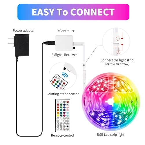LCTKJTP LED Strip Lights,RGB Music Sync Color Changing Led Lights with Smart App Control Remote & Remote Control for Room,Part,Essential,Sense of Atmosphere Decoration(100FT-2 Rolls of 50ft) thumbnail 8