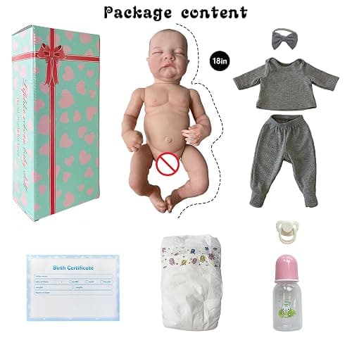 FOCKOF Realistic Reborn Baby Dolls-18 Inch Real Life Newborn Baby Dolls Girl Lifelike Baby Doll with Accessories for 3+ Years Old Gifts (Gray) thumbnail 7