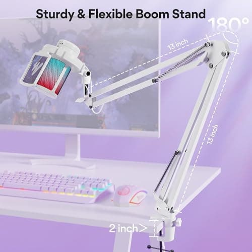 MAONO USB Gaming Microphone with Noise Cancellation, Computer PC Mic with Boom Arm, RGB Light, Mute, Gain, Monitoring Streaming Mic for Podcast, YouTube, Twitch, Discord, PS5/4, GamerWave DGM20S thumbnail 7