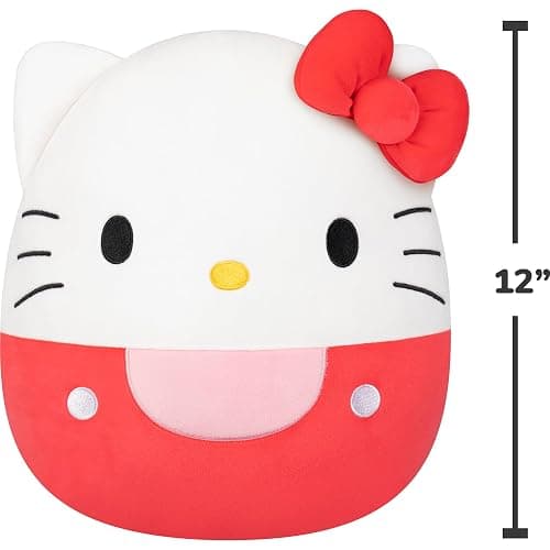 Squishmallows Original Sanrio 12in Hello Kitty in Red Overalls – Official Jazwares Plush (Medium-Sized) thumbnail 2