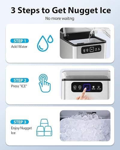 Aeitto Nugget Ice Maker Countertop, Pellet Ice Machine Soft Chewable Ice 40lbs/Day, One-Click Operation, Auto Self-Cleaning Crushed Ice Makers Stainless with Scoop for Home/Kitchen/Office (Silver) thumbnail 6