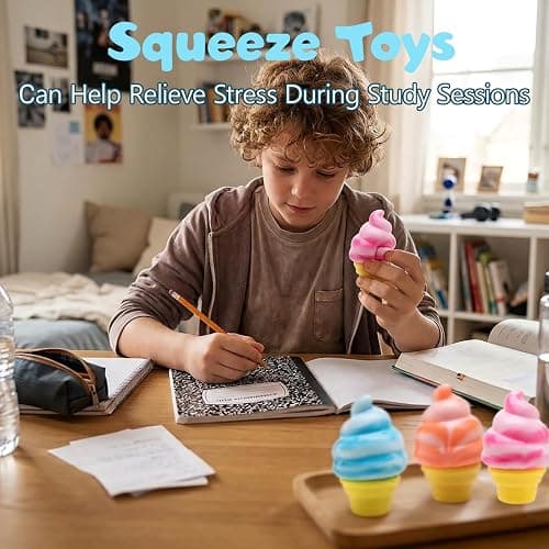 3PCS Ice Cream Squishy Toy,Slow Rise Soft TPR Stress Relief Squeeze Toy, Cute Ice Cream Cone Fidget for Adults, Classroom Prizes Party Favors thumbnail 5
