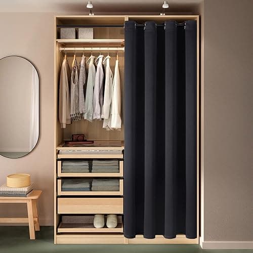 ChrisDowa Blackout Door Curtains for Doorway Privacy, Grommet Closet Curtains for Bedroom Closet Door, Thermal Insulated Temporary Doorway Cover Room Divider Drapes (1 Panel, Black, 52 x 80 Inch) thumbnail 4