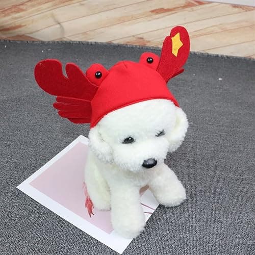Dzrige Halloween Pet Crab Hat Red Plush Crab Hat Funny Cat Pup Small Pet Hat Halloween Crab Headwear for Halloween Masquerade Dress Up Cosplay thumbnail 4