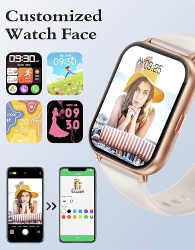Smart Watch Answer/Make Call,Smart Watches for Women Men 1.85"HD Screen | Fitness watch with SpO2 Heart Rate Sleep Monitor Step Counter IP68 Waterproof 100+ Sports Mode for Android iOS (2 Bands) thumbnail 6