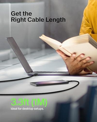 Belkin USB C to USB A Cable, 3.3ft, 15W - Type C Charger, iPhone Charger Cord, Braided, Flexible for iPhone 17 & 16, Galaxy S25, Pixel 10, iPad Pro, AirPods Pro, Switch 2 & More, CarPlay - Black thumbnail 7